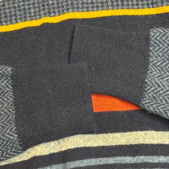 Brooks Brothers Red Fleece 100% Wool Multi-Stripe Sweater Men’s M Navy Preppy - Picture 4 of 7